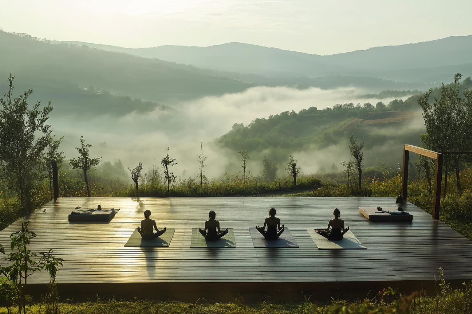 Yoga retreat by the pool